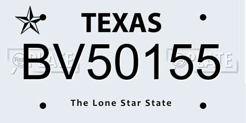 BV50155 Texas License Plate