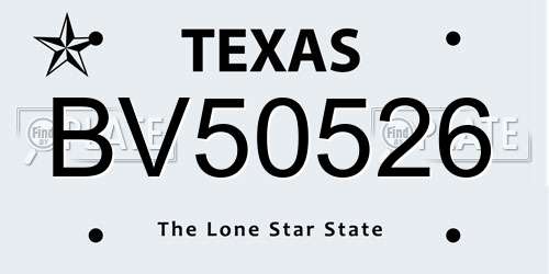 BV50526 Texas License Plate