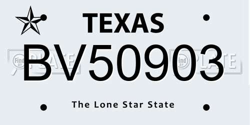 BV50903 Texas License Plate