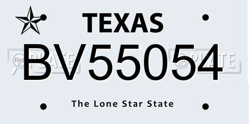 BV55054 Texas License Plate