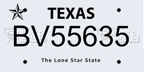 BV55635 Texas License Plate
