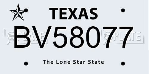 BV58077 Texas License Plate