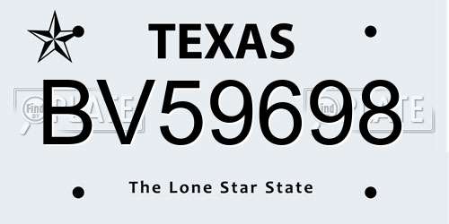 BV59698 Texas License Plate