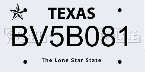 BV5B081 Texas License Plate