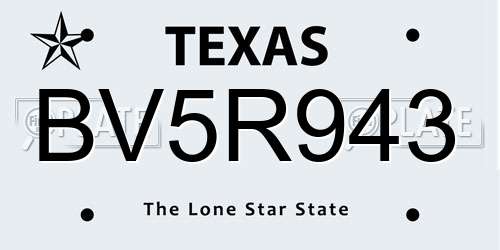 BV5R943 Texas License Plate