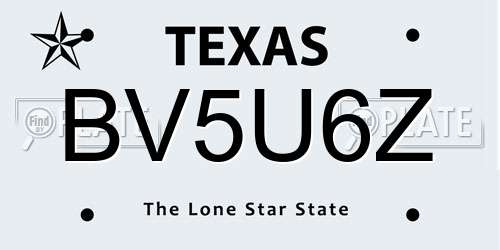 BV5U6Z Texas License Plate
