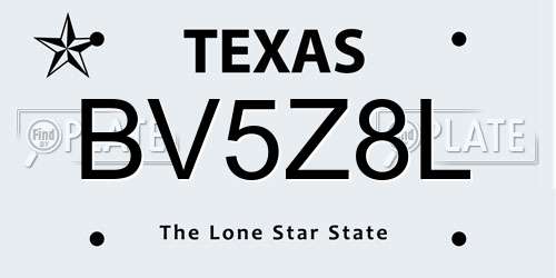 BV5Z8L Texas License Plate