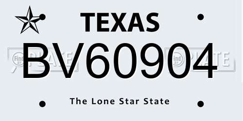 BV60904 Texas License Plate