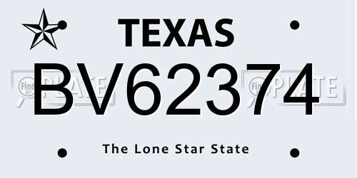 BV62374 Texas License Plate