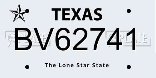 BV62741 Texas License Plate