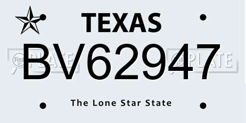 BV62947 Texas License Plate