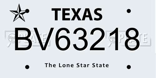 BV63218 Texas License Plate