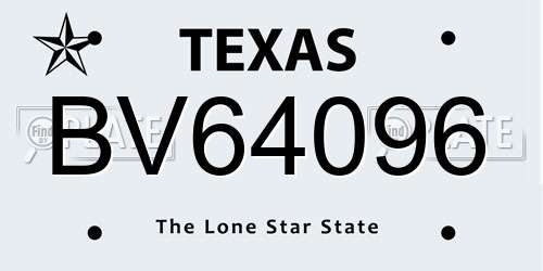 BV64096 Texas License Plate