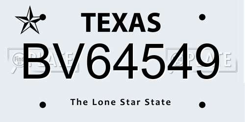 BV64549 Texas License Plate