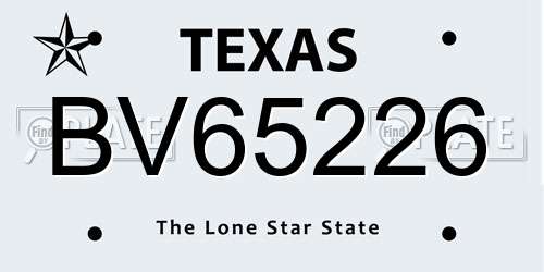 BV65226 Texas License Plate