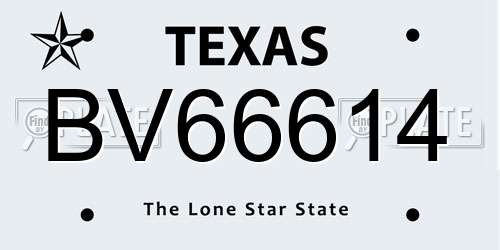 BV66614 Texas License Plate