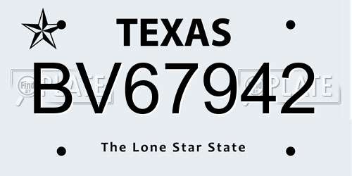 BV67942 Texas License Plate