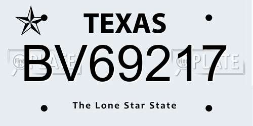 BV69217 Texas License Plate