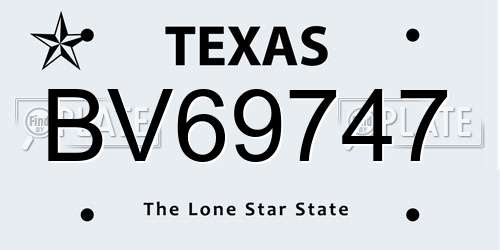 BV69747 Texas License Plate