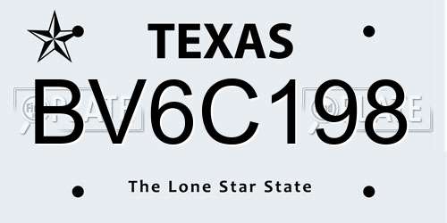 BV6C198 Texas License Plate