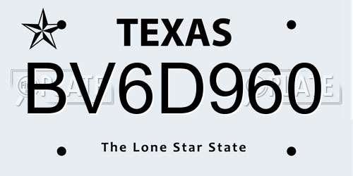 BV6D960 Texas License Plate