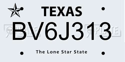 BV6J313 Texas License Plate