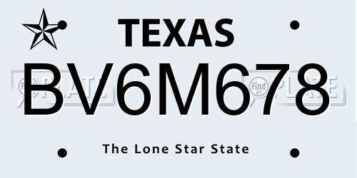 BV6M678 Texas License Plate