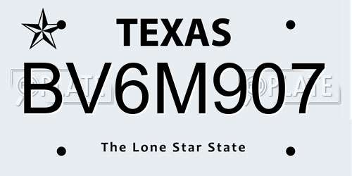 BV6M907 Texas License Plate