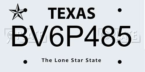 BV6P485 Texas License Plate