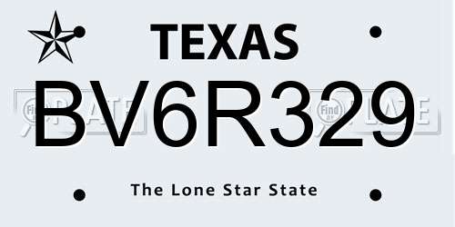 BV6R329 Texas License Plate