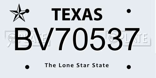 BV70537 Texas License Plate