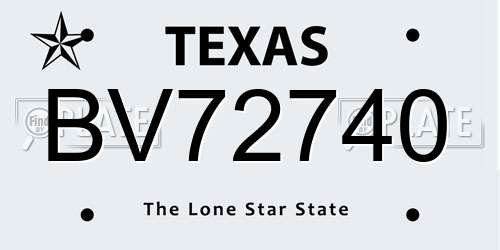 BV72740 Texas License Plate