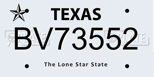 BV73552 Texas License Plate
