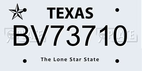 BV73710 Texas License Plate