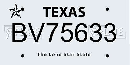 BV75633 Texas License Plate