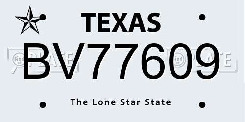 BV77609 Texas License Plate