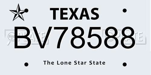 BV78588 Texas License Plate