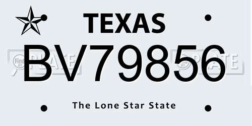 BV79856 Texas License Plate