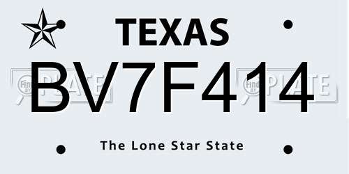 BV7F414 Texas License Plate