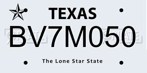 BV7M050 Texas License Plate