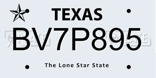 BV7P895 Texas License Plate