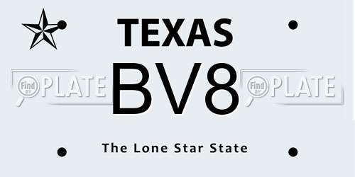 BV8 Texas License Plate