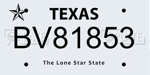 BV81853 Texas License Plate