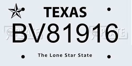 BV81916 Texas License Plate