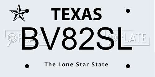 BV82SL Texas License Plate