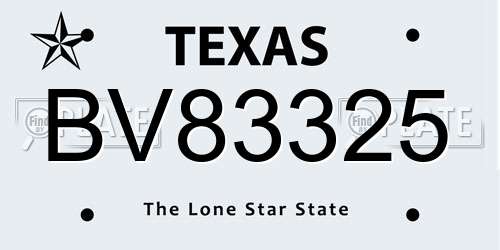 BV83325 Texas License Plate