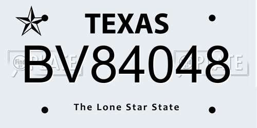BV84048 Texas License Plate
