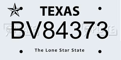 BV84373 Texas License Plate