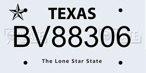 BV88306 Texas License Plate