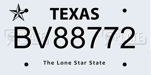 BV88772 Texas License Plate